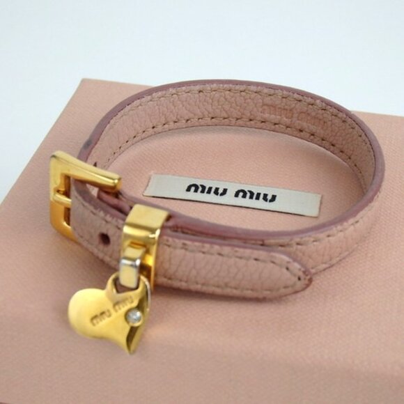 Authentic miu miu heart bracelet leather [Used] - Picture 1 of 9